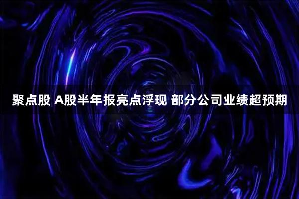 聚点股 A股半年报亮点浮现 部分公司业绩超预期